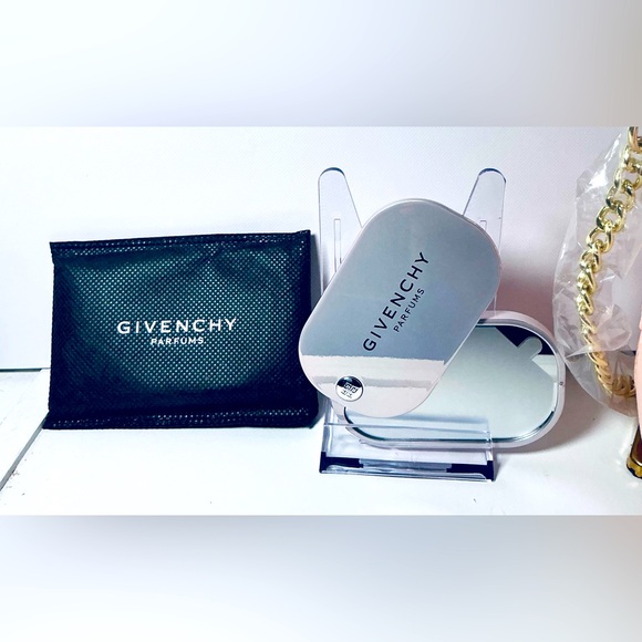Givenchy Pink Crossbody Pouch Bundle W/Pink Pearl Silver Compact Mirror - Picture 3 of 8